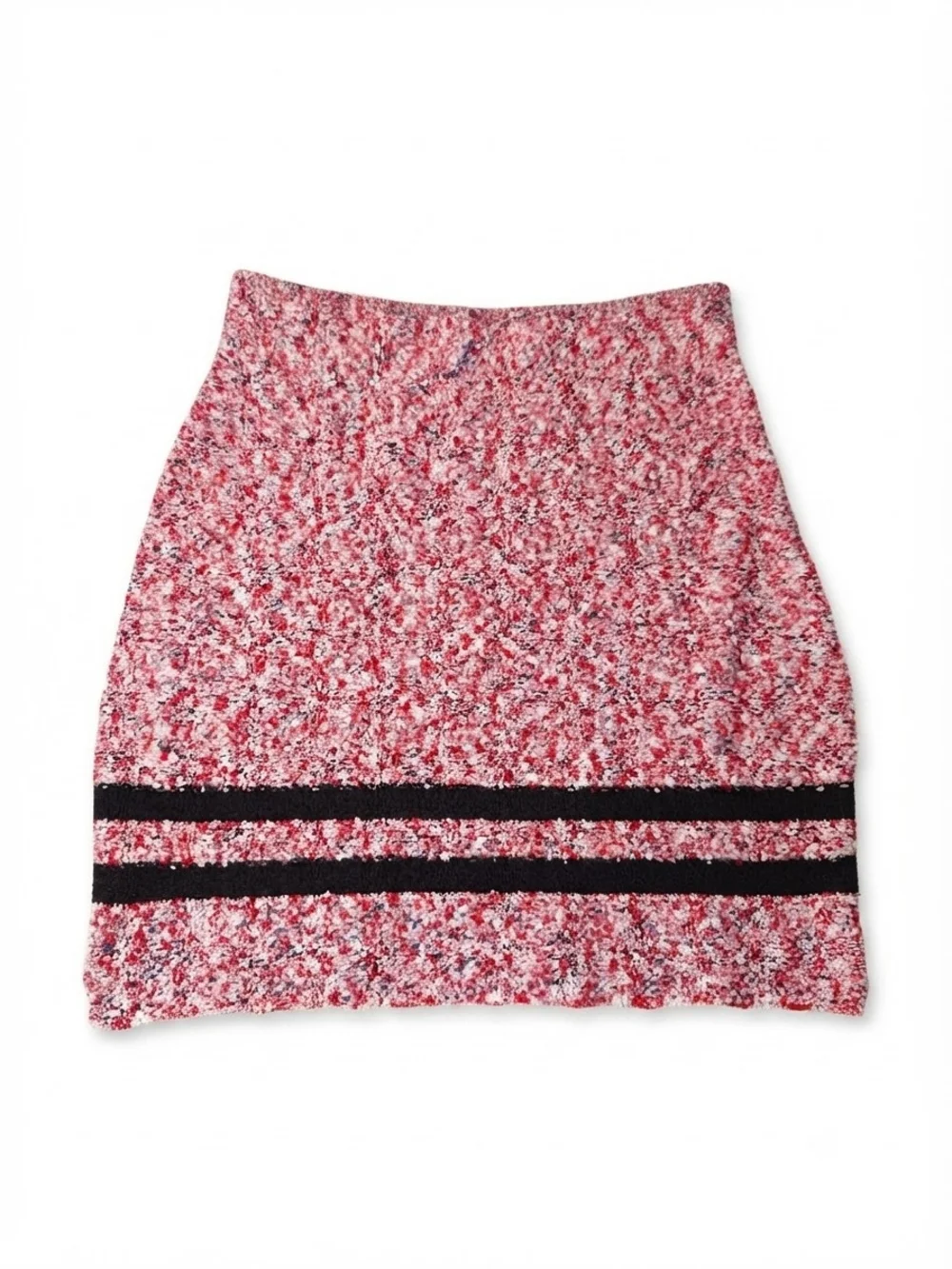Rag & Bone Pink Tweed Pencil Skirt with Black Hem Stripes Size L